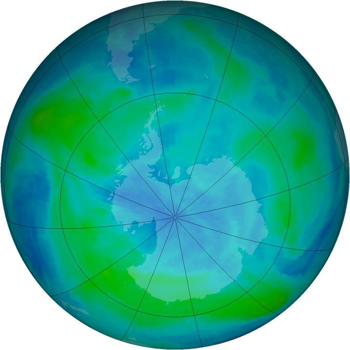 Antarctic ozone map for 07 March 2000